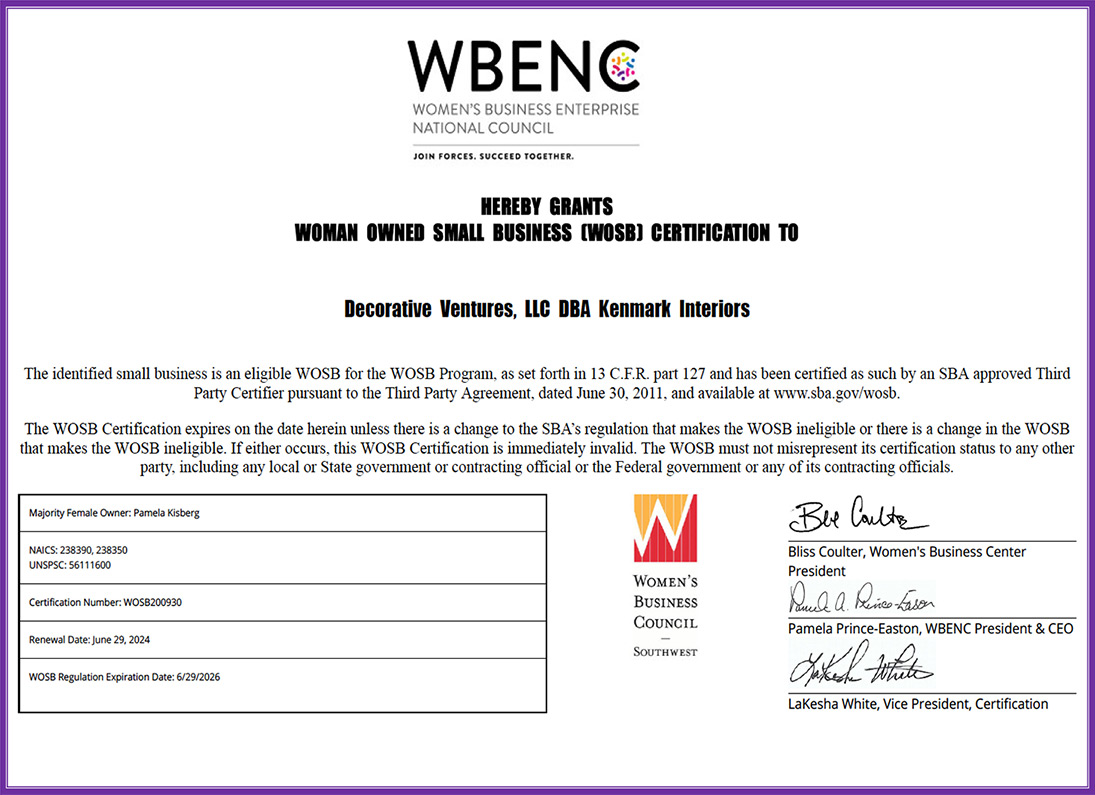 Kenmark WBENC Certificate 062924